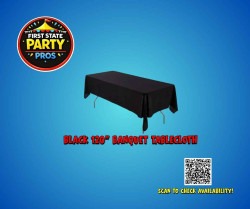 Black 120 Banquet Tablecloth – Fits 6ft Tables