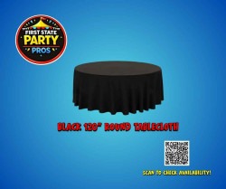 Black 120 Round Tablecloth - Fits 5ft Round Tables