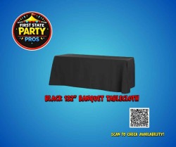 Black 132 Banquet Tablecloth – Fits 8ft Tables