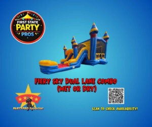 Bounce house combo rental with slide in Middletown DE backyard party setup