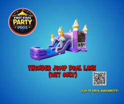 Bounce house combo rental with slide in Middletown DE backyard party setup