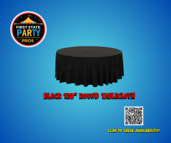 Black 120 Round Tablecloth - Fits 5ft Round Tables